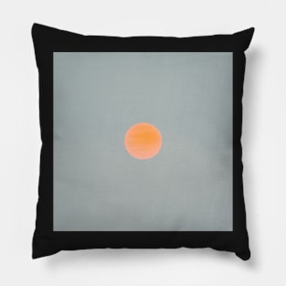 Closeup of Orange Setting Sun Against Misty Sky Pillow