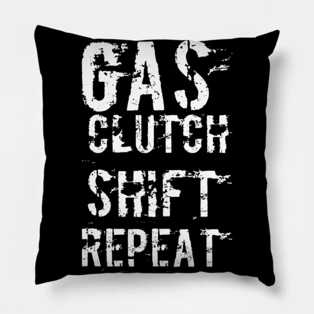 Gas clutch shift repeat white Pillow by Sloop