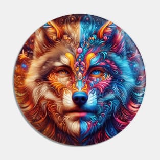 Psychedelic Wolf Pin