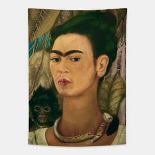 Self Portrait with Monkey by Frida Kahlo Tapestry