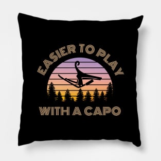 Easier to Play with a Capo Vintage Sunset Pillow