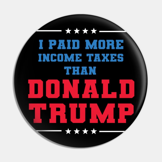 I Paid More In Taxes Than Donald Trump Pin by  Funny .designs123