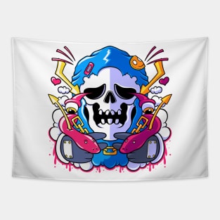 Funny skull face Tapestry