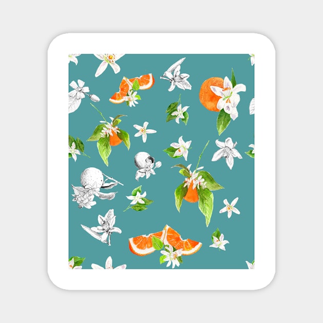 Hand painted orange blossom pattern design Magnet by Ellunardegloria