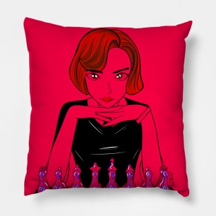 Beth the queen’s gambit in chessmaster in red room Pillow