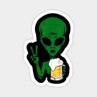 Area51 Alien Beer Peace Sign Lazy Drinking Halloween Gift Magnet