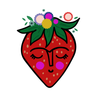 Frida kahlo strawberry portrait for summer beach vacation T-Shirt