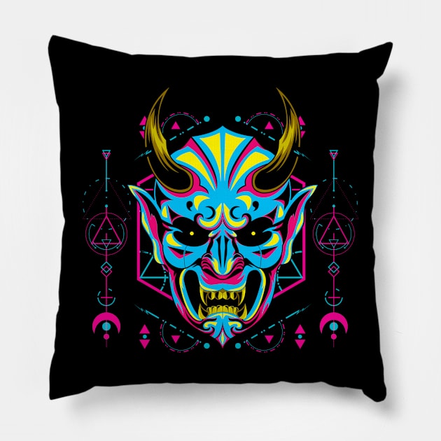 hanya mask mecha popart Pillow by SHINIGAMII