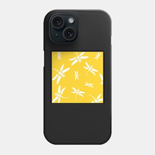 Dragonfly Pattern on Yellow Background Phone Case