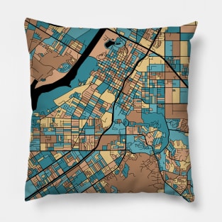 Riverside Map Pattern in Mid Century Pastel Pillow