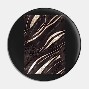 Dark Brown Ornamental Leather Stripes, natural and ecological leather print #58 Pin