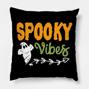 Ghost Design Halloween Tee Spooky Vibes Halloween Party Pillow