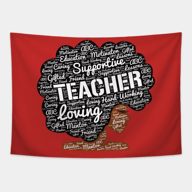 African American Teacher Words in Afro Tapestry by blackartmattersshop