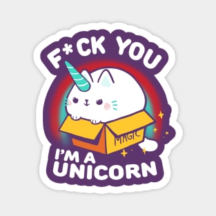 Funny Sassy Kitty Unicorn - Animal in a box Magnet