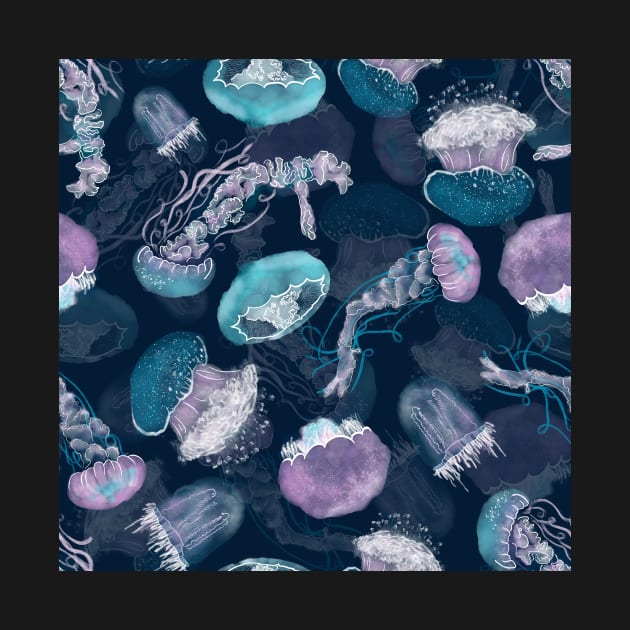 Floating Jellies Ocean Blue by MSBoydston