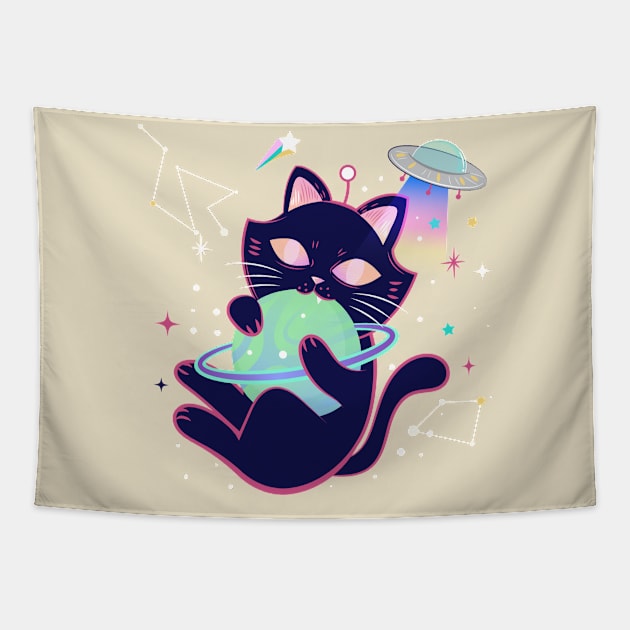 Space Cats Are Cool Tapestry by Red Rov