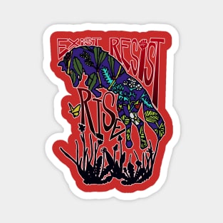 Exist Resist Rise Wolf Magnet