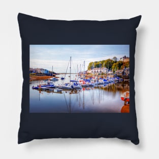 Porthmadog Harbor Boats, Gwynedd, Wales Pillow