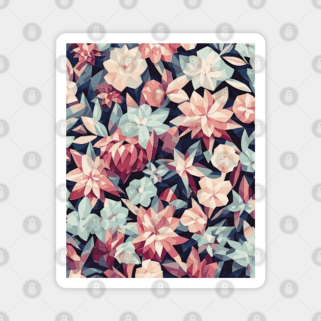 Floral Pattern Polygon style: Floral Facets Fantasy Magnet by FLRW