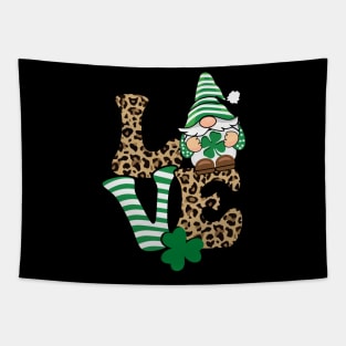 Love St. Patrick's Day Gnome Leopard Print Tapestry