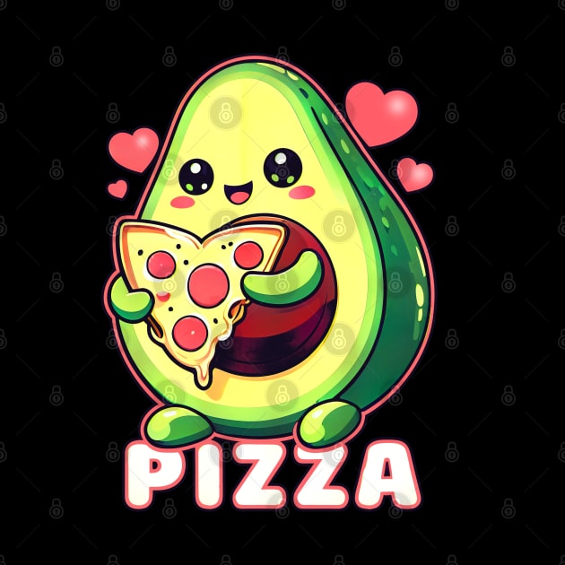 A cute sweet avocado eating pizza by T-Shirt Paradise