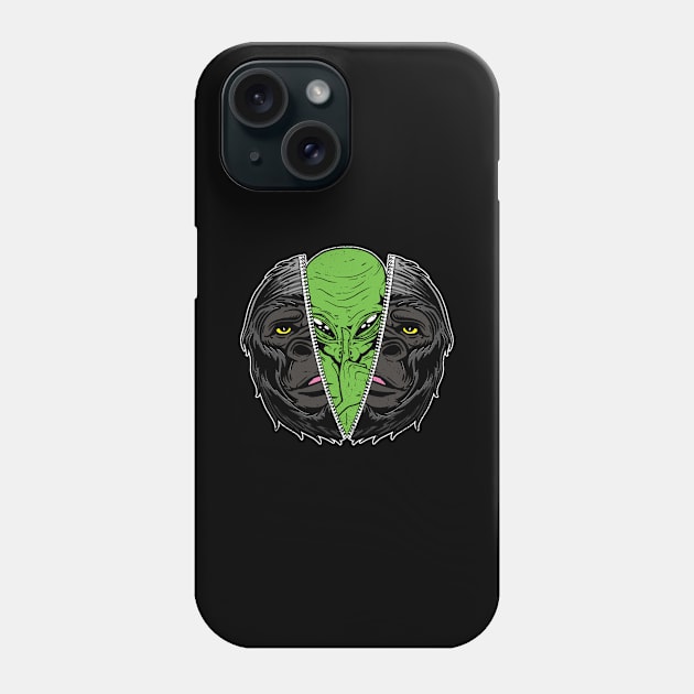 Alien Gorilla Extraterrestrials Conspiracy Theory Outer Space Phone Case by Anassein.os