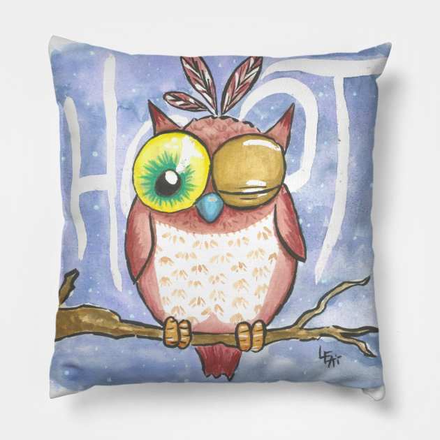Hoot Cartoon Owl Pillow by Créa'RiBo