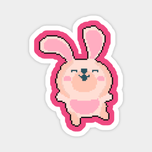 Bunny Bounce: Pixelated Rabbit Illustration for Playful Attire Magnet