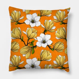 Magnolia garden in yellow Pillow