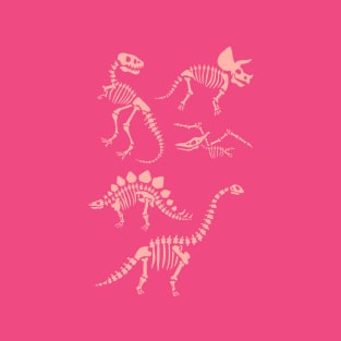 Dinosaurs Fossils on Pink T-Shirt