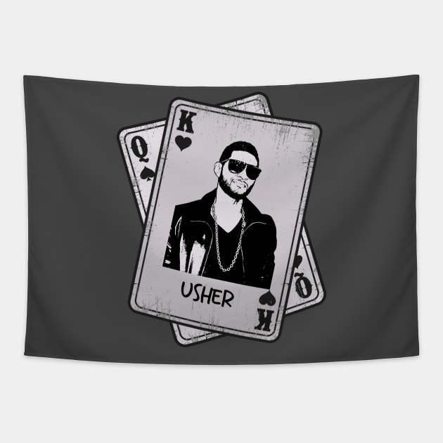 Retro Usher Rapper 80s Card Style Tapestry by Slepet Anis