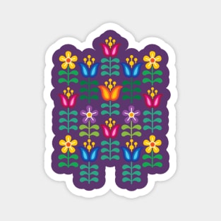 Scandi Rainbow Folk Art Flowers Magnet