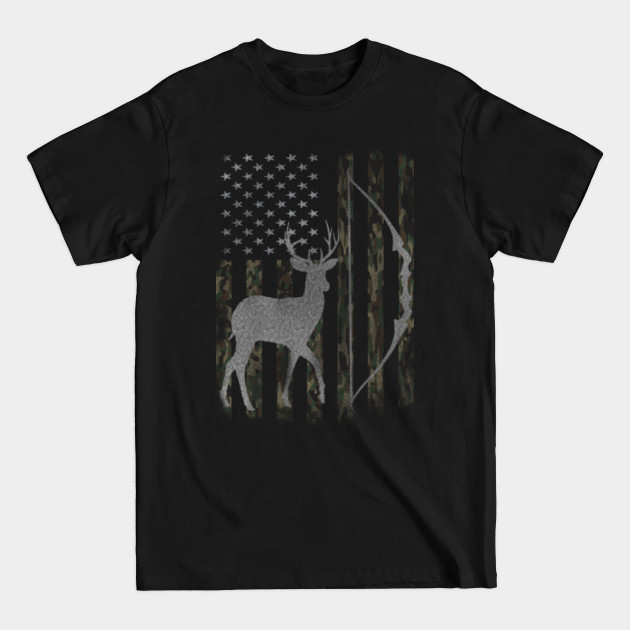 Disover Whitetail Buck Hunting Camo USA Flag Bow - Whitetail Buck - T-Shirt