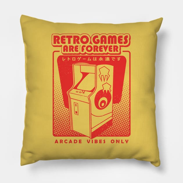 Retro Games Are Forever Pillow by Issho Ni