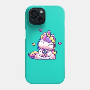 Cute Unicorn Eating lollipop Cartoon Phone Case