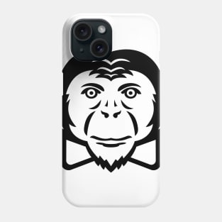 Noble Chimpanzee Chimp Monkey Primate or Ape Wearing Bow Tie Mascot Black and White Phone Case