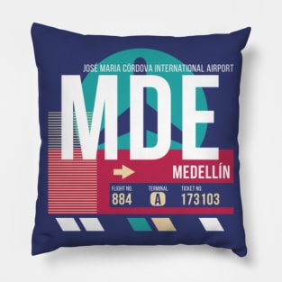 Medellin, Colombia (MED) Airport Code Baggage Tag E Pillow