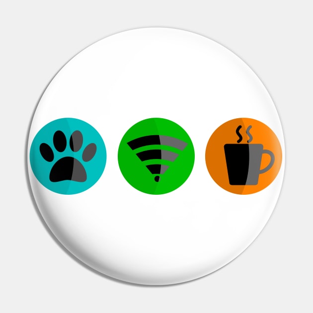 Dogs Wi-Fi & Coffee Pin by Braznyc