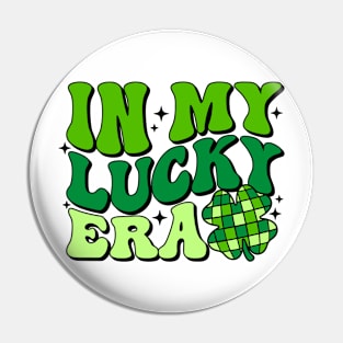 In My Lucky Era Clover Checkerboard Cute St Patricks Day Pin