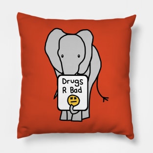 Elephant with Anti Drugs Message Pillow