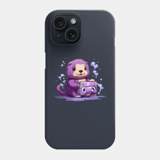 Cute sea otter listen music on the Purple tape cassette Phone Case