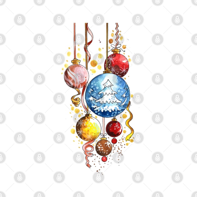 Decorative Christmas Balls Watercolor by Mako Design 