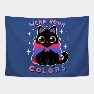 Bisexual LGBT Pride Cat - Kawaii Rainbow Kitty - Wear your colors Tapestry