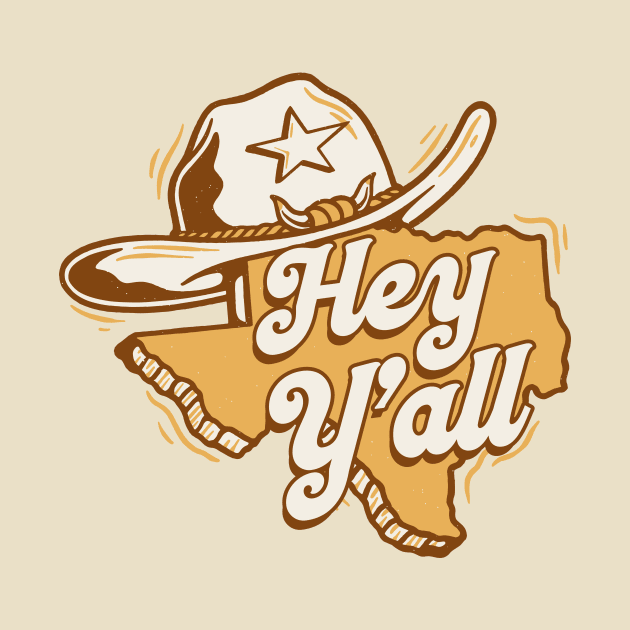 Retro Hey Y'all Texas // Vintage Texas Cartoon by SLAG_Creative