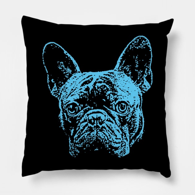 Blue French Bulldog Pillow by childofthecorn