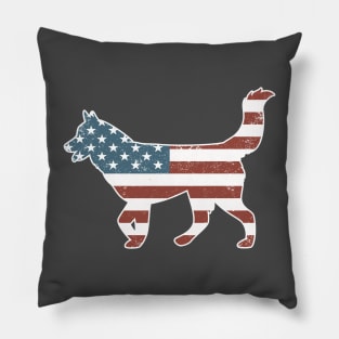 Vintage Patriot Husky Dog Husky Silhouette Pillow