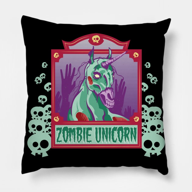 Zombie Unicorn Pillow by RobRetiano