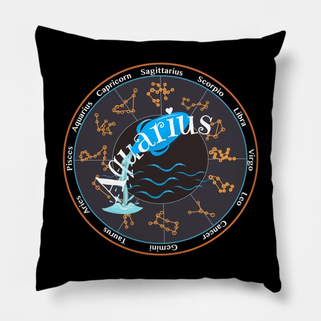 New Aquarius zodiac sign Pillow by designInk