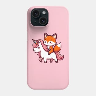 Cute fox ride Unicorn Phone Case
