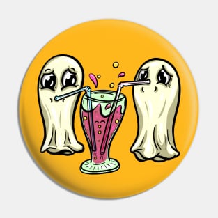 Ghosts Drinking Soda Pop Cute Cartoon Pin